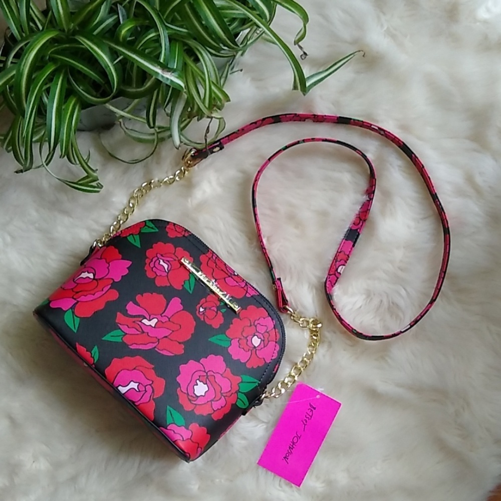 🆕 Betsey Johnson black floral cross-body bag🌺